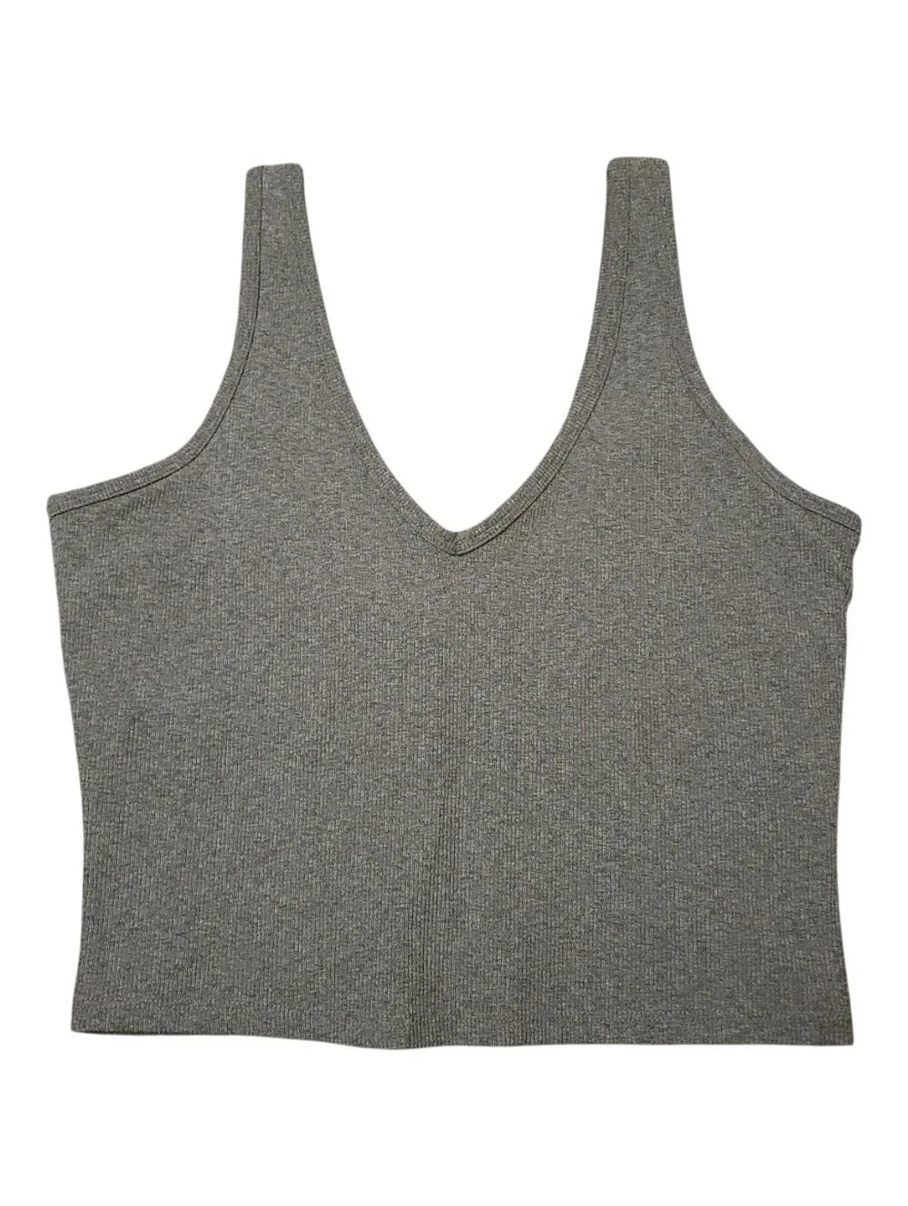 GAPfit V-Neck Ribbed Crop Tank with Shelf-bra Lining, Small - Picture 1 of 5